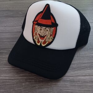 Black and White Witch Embroidered Trucker Hat